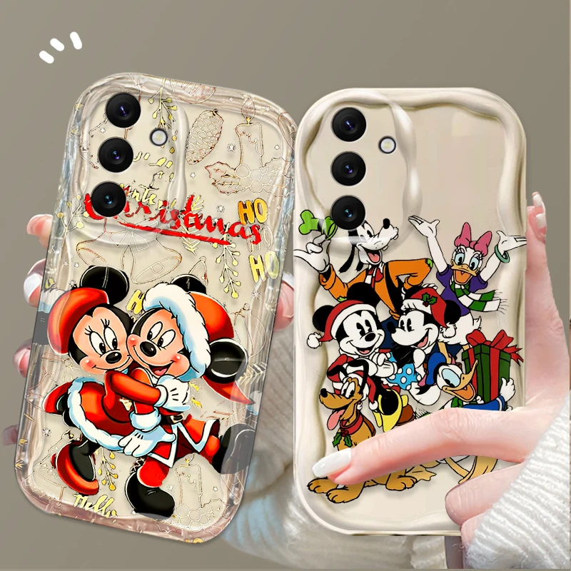 Funda navideña Mickey Minnie 3D Wave para Samsung Galaxy A54 A34 A24 A14 A13 A53 A33 A73 A23 A52 A52S A32 A22 A12 A51 A71 Funda