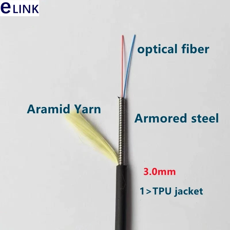 Cable de conexión de fibra óptica LC TPU blindado 2 núcleos 40m-120m monomodo 3mm 100m80m60m50m impermeable E2000 FC SC ST APC puente al aire libre - imagen 2