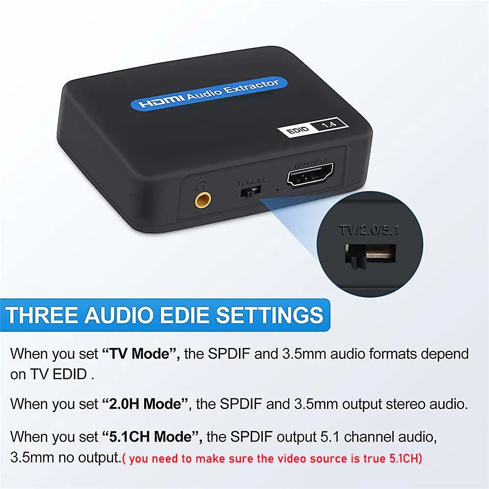 Extractor de Audio HDMI 4K, divisor de Audio HDMI a toslink + Audio auxiliar + divisor convertidor de vídeo HDMI para PS4, PS5, HDTV y DVD - imagen 5