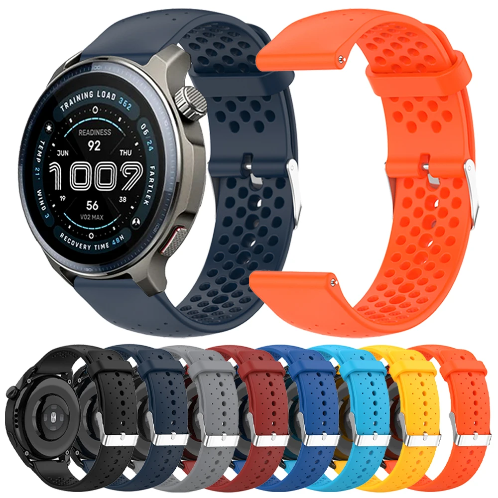 20mm 22mm Silicone Watch Strap For Huami AMAZFIT BALANCE 2 Active 2 GTS4 mini GTR 4 3 2e BIP 6 5 Sports Band Breathable Bracelet