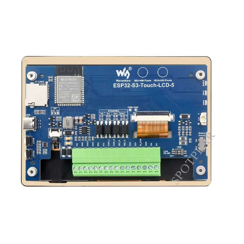 ESP32-S3 Placa de desarrollo LCD de 5 pulgadas pantalla táctil cautiva 1024*600 LVGL WIFI BTLE5.0 65K-RGB con Sensor/CAN/I2C/RS485 - imagen 4