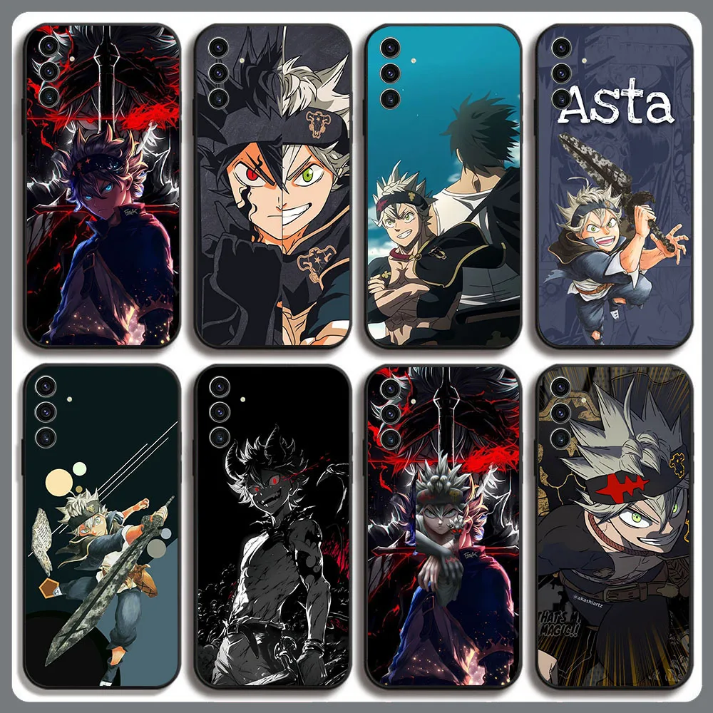 BD-12 trébol negro Asta funda negra para Samsung A55 A16 A15 A25 A35 M35 M15 A24 M55 A26 A05S A56 A36 Quantum 2