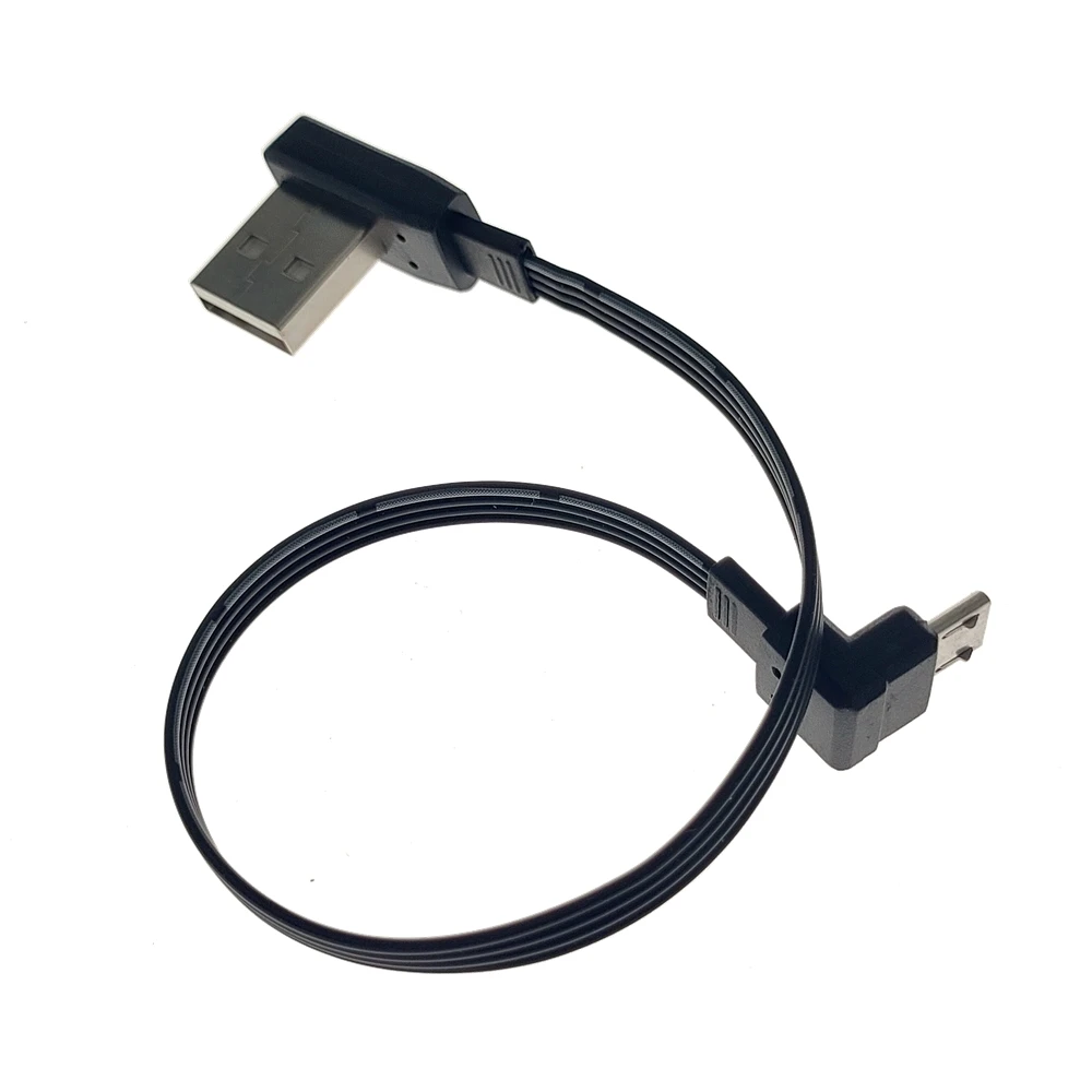Cable Micro USB de doble ángulo de 0,1 m y 0,2 m, extensión USB de un estilo macho a V8 arriba/abajo, Cable de datos de carga suave de 90 grados, 0,3 m, 0,5 m