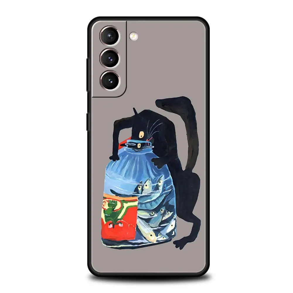 Funda para Teléfono Samsung Galaxy S25 Edge S24 S23 S22 S21 Ultra S20 FE 5G S10 S10E S9 Plus, Funda Protectora de TPU Suave con Diseño de Gato Jugando - imagen 4