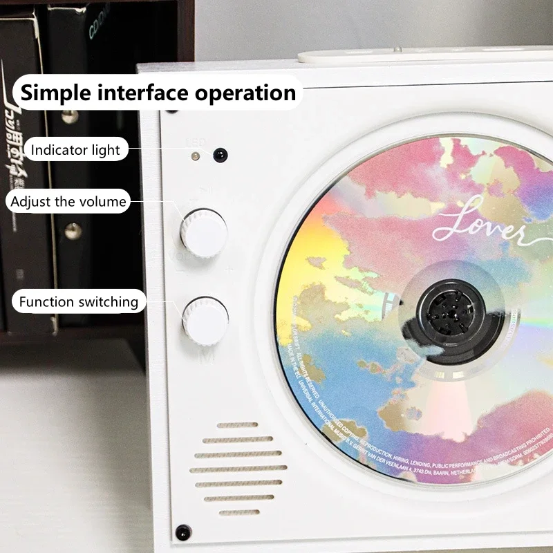 Reproductor de CD Retro, soporte recargable, CD BT, USB, 3,5mm, AUX, reproductor de CD portátil, inalámbrico, Compatible con Bluetooth, altavoces de música 5,3 - imagen 5