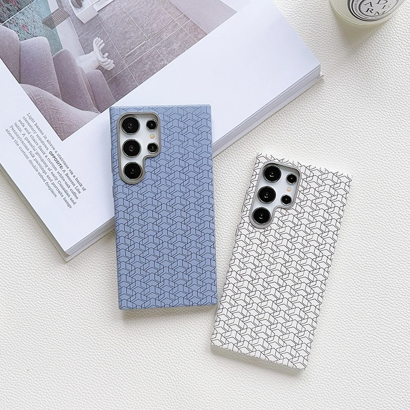 Para Magsafe carga inalámbrica magnética línea de Color sólido patrón parachoques funda de teléfono para Samsung S25 Ultra S22 S23 S24 Ultra Plus - imagen 3