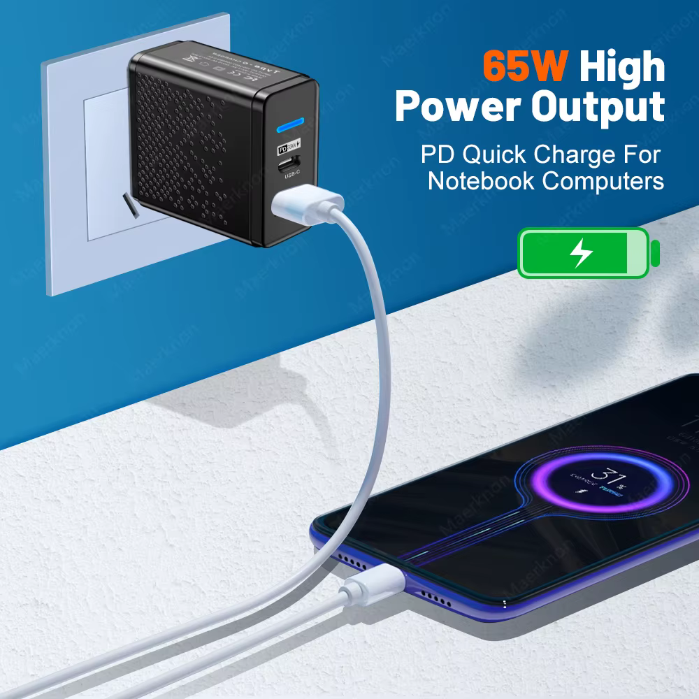 Cargador USB-C 65W PD para Móvil de Carga Rápida - imagen 2