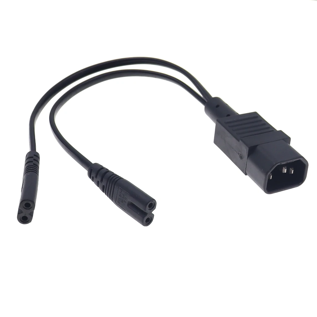 Cable adaptador divisor hembra Dual IEC 320 C14 a C7 + C7, Cable corto a dos salidas, 2.5A, 250V