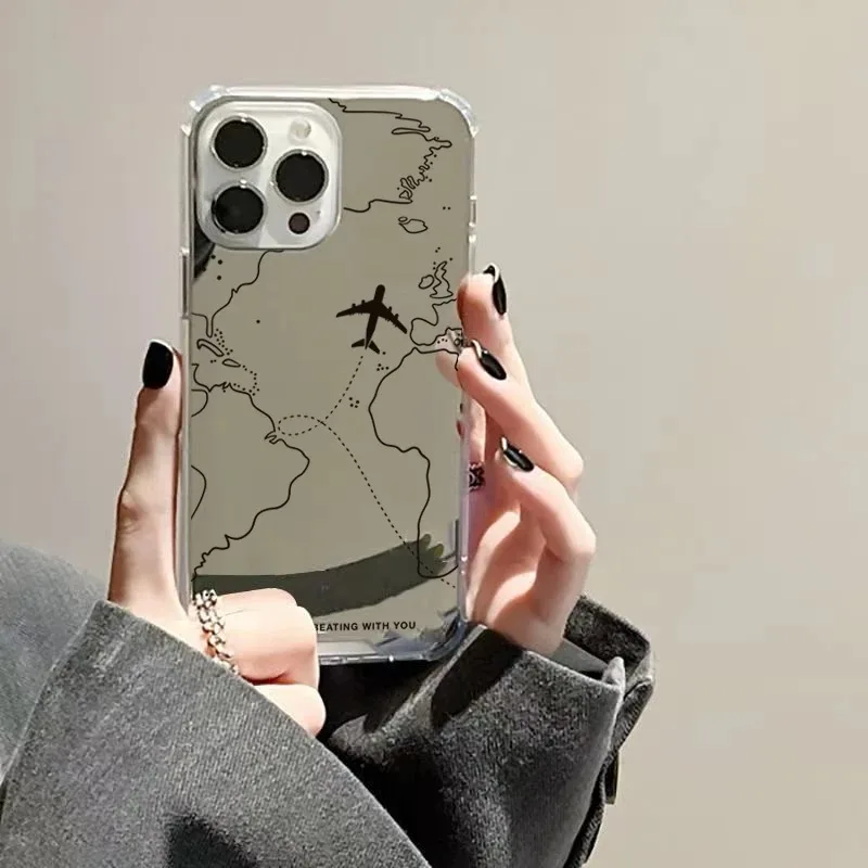 Funda con espejo dirigible de ruta de avión inspirada en viajes para Samsung Galaxy S25 S24 S23 S22 Ultra Plus FE A06 A14 A23 A36 A52 A55 - imagen 4