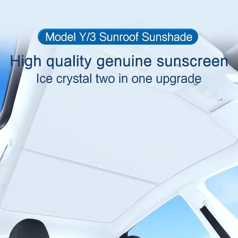 HUWEI-parasol de techo de cristal para Tesla modelo 3 Y, parasol de techo delantero Y trasero, hebilla de tela de hielo, actualización, 2021-2023 - imagen 3
