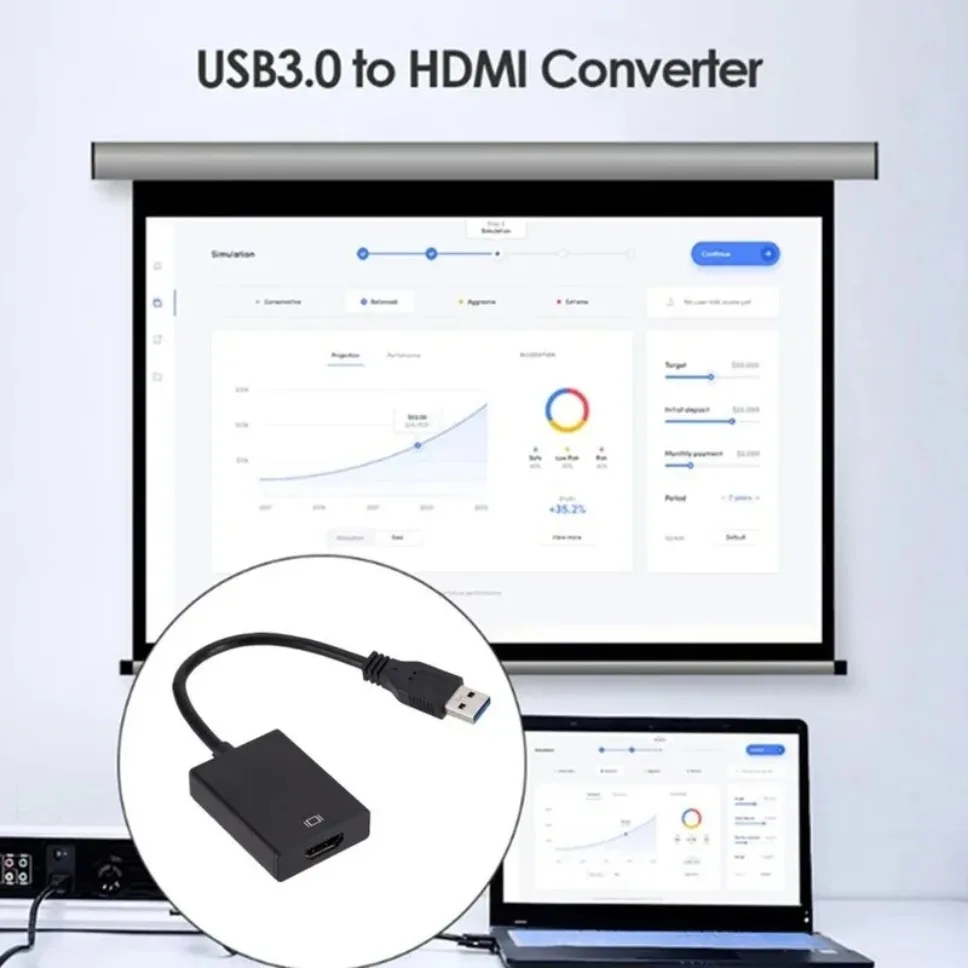 GRWIBEOU HD 1080P USB 3,0 a HDMI convertidor Compatible adaptador de Audio y vídeo para PC portátil proyector HDTV Windows Cable portátil - imagen 4