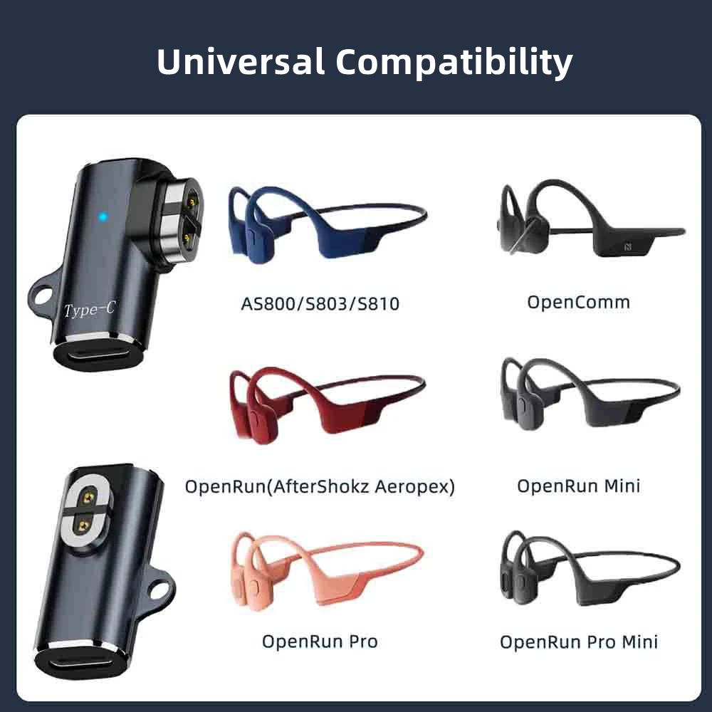 Adaptador de carga USB tipo C para AfterShokz Aeropex AS800 y OpenComm ASC100SG y Shokz OpenRun Pro mini auriculares de conducción ósea - imagen 4