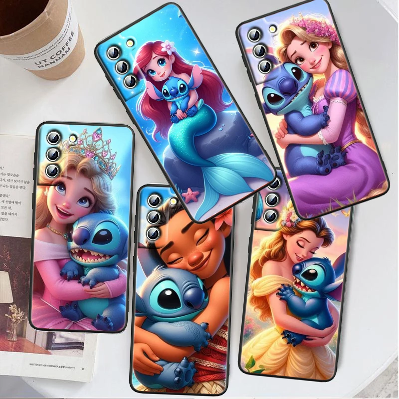 Disney Princess Stitch Art para Samsung Galaxy S24, S23, S22, S21, S20 FE, S10, S10E Plus, Ultra Pro Lite, 5G, funda negra para teléfono