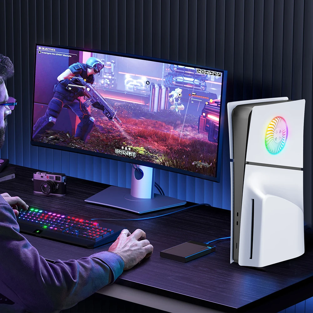 Carcasa de repuesto con rejillas de ventilación de refrigeración, carcasa protectora antiarañazos, carcasa de repuesto ABS Premium para PS5 Slim