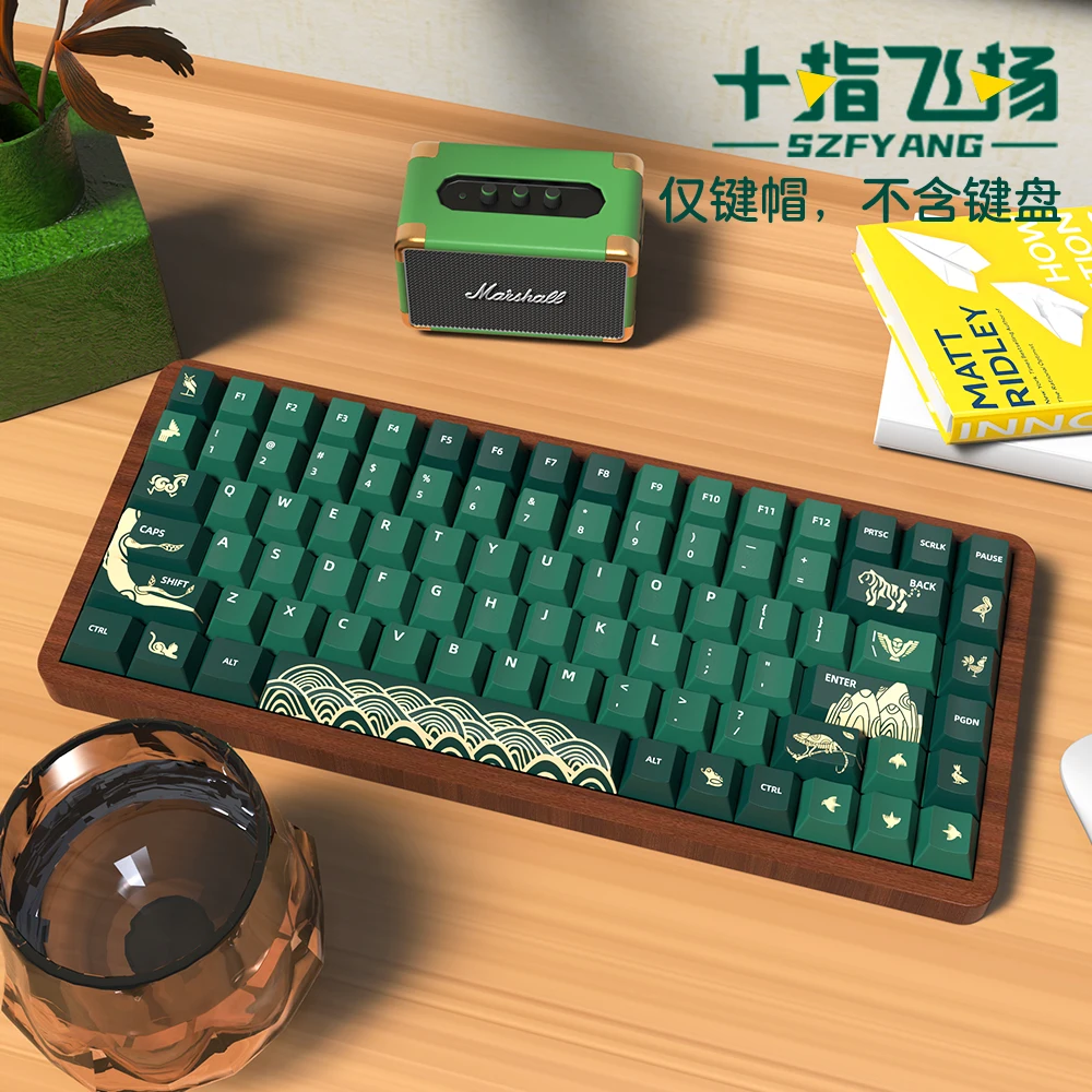 158 teclas, teclas verdes, teclas de bosque Animal, teclas japonesas coreanas francesas y españolas, perfil de cereza, tinte PBT Sub para teclado MX - imagen 4