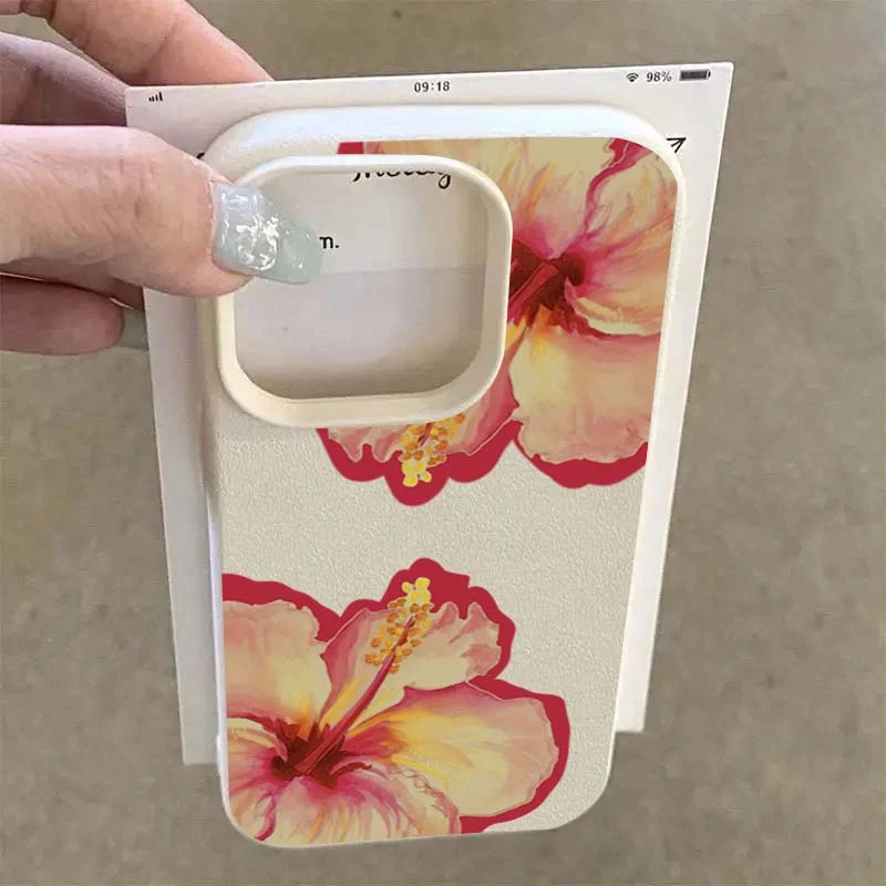 Funda elegante con diseño de hibisco rosa para iPhone 16 15 14 11 13 12 Pro Max XR 16e 15 14 16 Plus XS Max X Funda de TPU a prueba de golpes - imagen 5