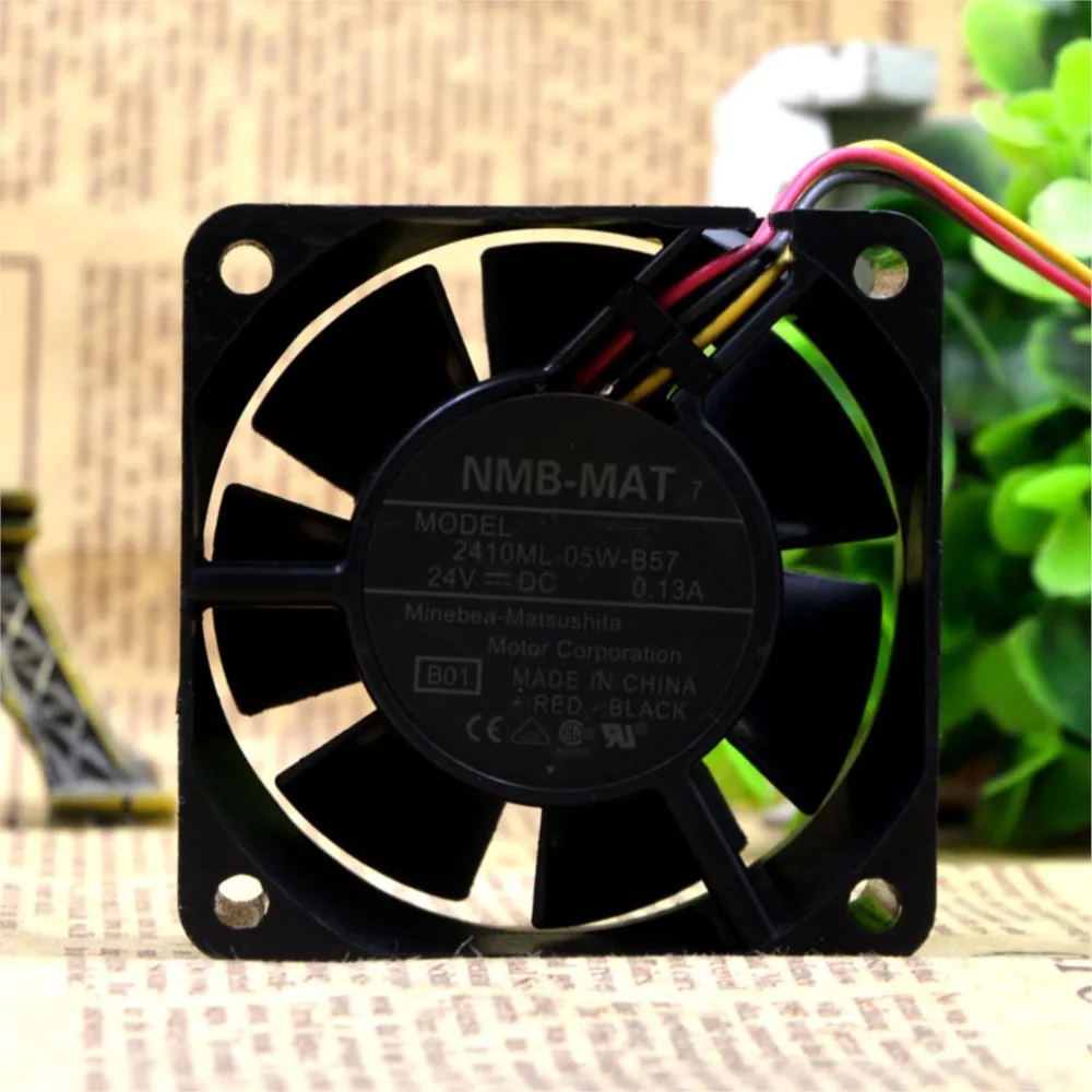 Para NMB 2410ML-05W-B57 24V 0.13A 6025 ventilador de refrigeración inversor, 4900RPM, 23,3CFM, bajo ruido, vida útil de 60.000 horas, doble rodamiento de bolas - imagen 2