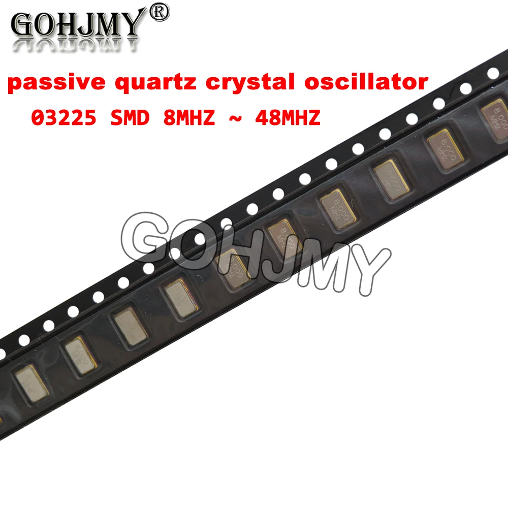 Oscilador de cristal de cuarzo pasivo, 10 Uds SMD 3225 SMD, 8Mhz, 10Mhz, 12Mhz, 16Mhz, 20Mhz, 24Mhz, 26Mhz, 30Mhz, 32Mhz, 40Mhz, 48Mhz, 8.000Mhz
