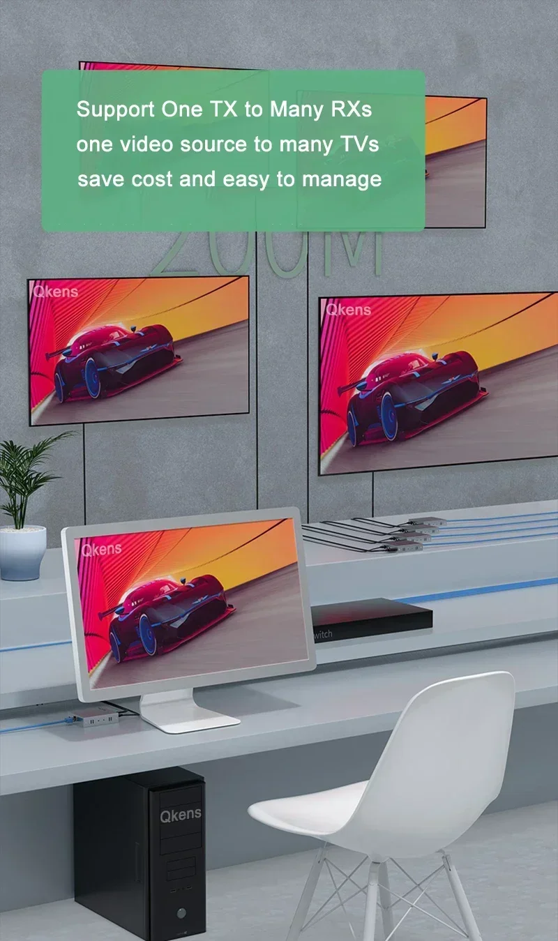 Extensor Ethernet IP HDMI de 200m a través de Cable de red CAT5e CAT6 RJ45 1080p convertidor de vídeo transmisor receptor para cámara PC a TV - imagen 5