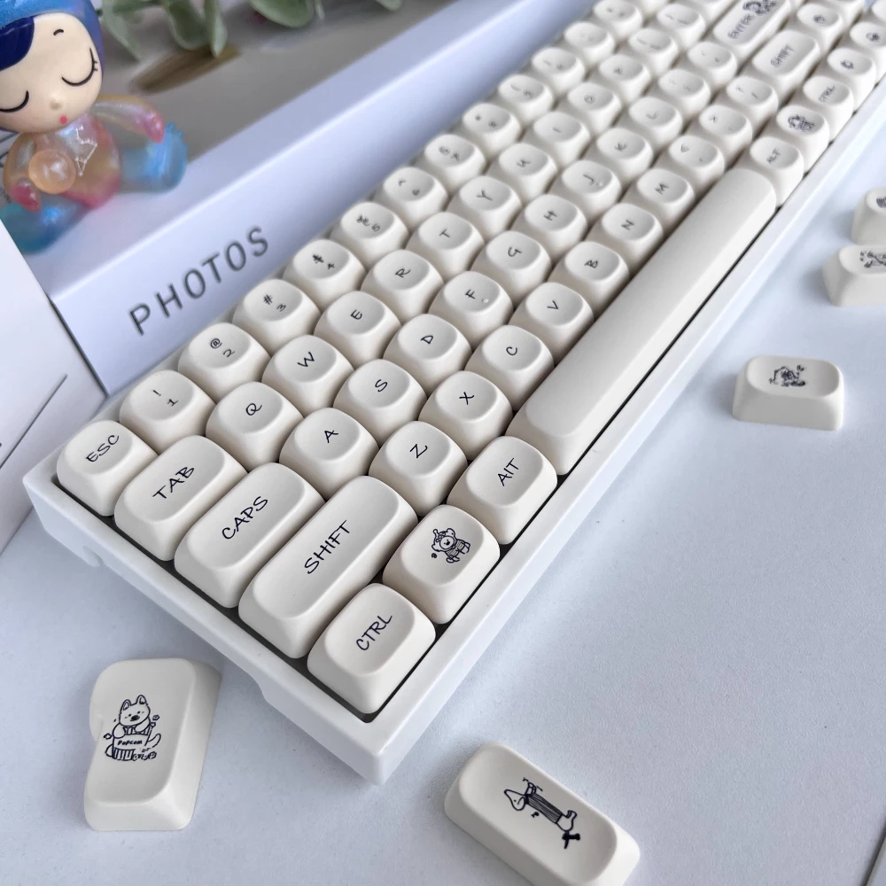 Juego de teclas con tema de perro bonito, sublimación térmica PBT, perfil MOA, teclas para cachorros para teclado mecánico 61/64/68/84/87/98/100/104