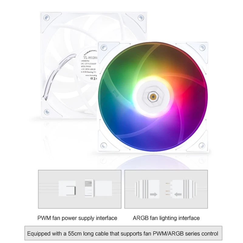 Thermalright TL-H12015, ventilador con estuche ultrafino de 15 mm 12015, 5 V ARGB para gabinete ITX o reemplazo de enfriador de aire de CPU, negro/blanco - imagen 5