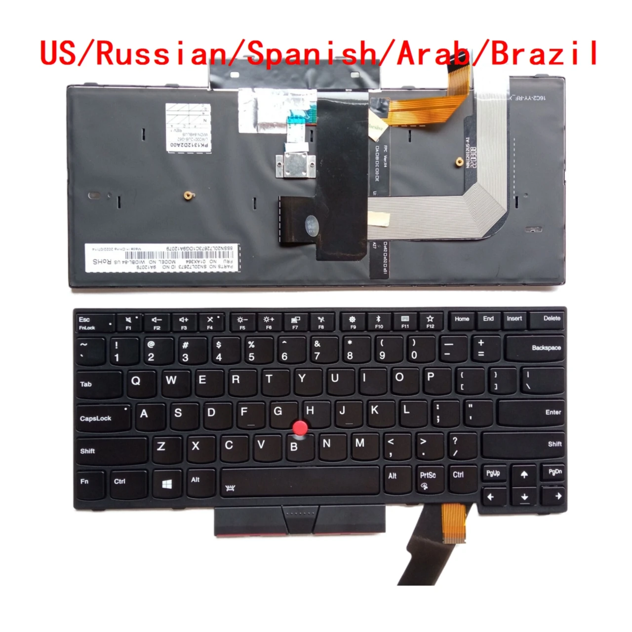 Nuevo teclado retroiluminado para ordenador portátil de EE. UU., ruso, español, árabe, Brasil, para Lenovo Thinkpad T470 T480 A475 A485 01AX405