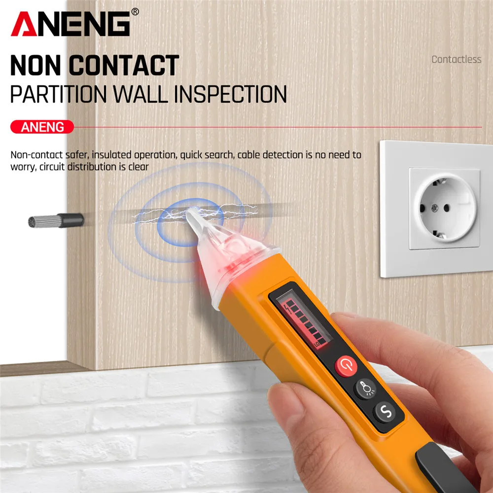 Probador de pluma de voltaje ANENG VC1010 12-1000V AC Detector de doble sensibilidad NCV comprobador automotriz hogar DIY Volt Stick herramientas de cable vivo - imagen 4
