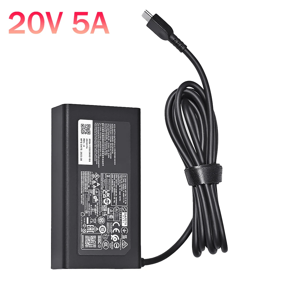 Cargador/adaptador de CA de 100W para Lenovo ThinkBook 20V 5A TYPE-C ADL100YDC3A ADL100YCC3A ADL100YAC3A YOGA fuente de alimentación para ordenador portátil