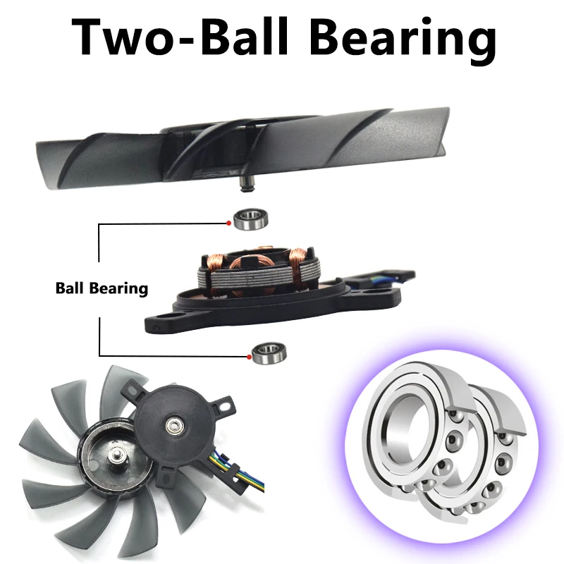 Ventilador de tarjeta de vídeo para Gigabyte GTX 1050 1050Ti 1060 1070 960 RX 470 480 570 580 85MM T129215SU ventilador de refrigeración GPU con rodamiento de bolas de remolque - imagen 4