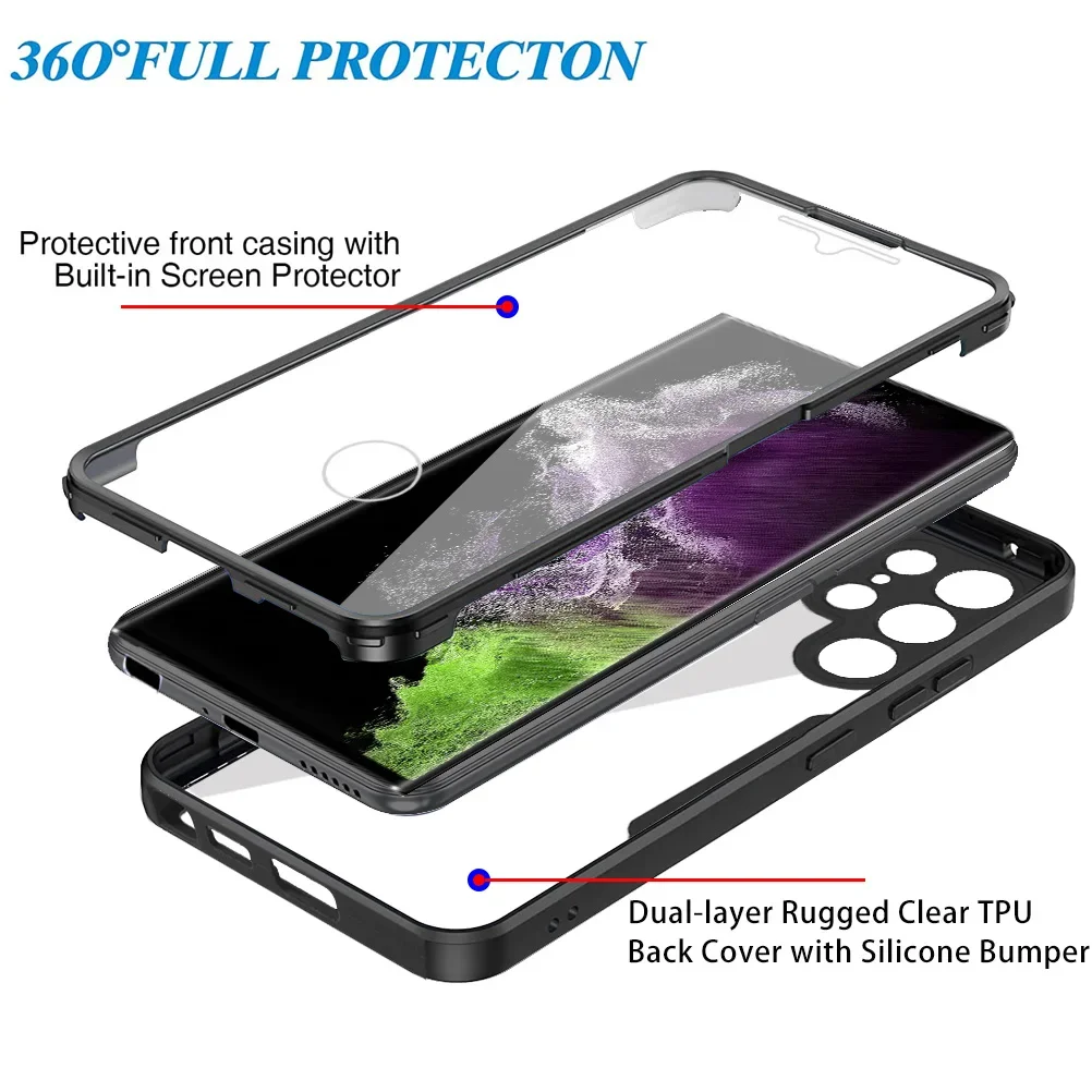 Funda protectora completa de 360 grados para Samsung Galaxy, carcasa a prueba de golpes, S24, S23 FE, S22, S21 Ultra Plus, A54, A34, A15, A05, A33, A53, A52S, A32 - imagen 2
