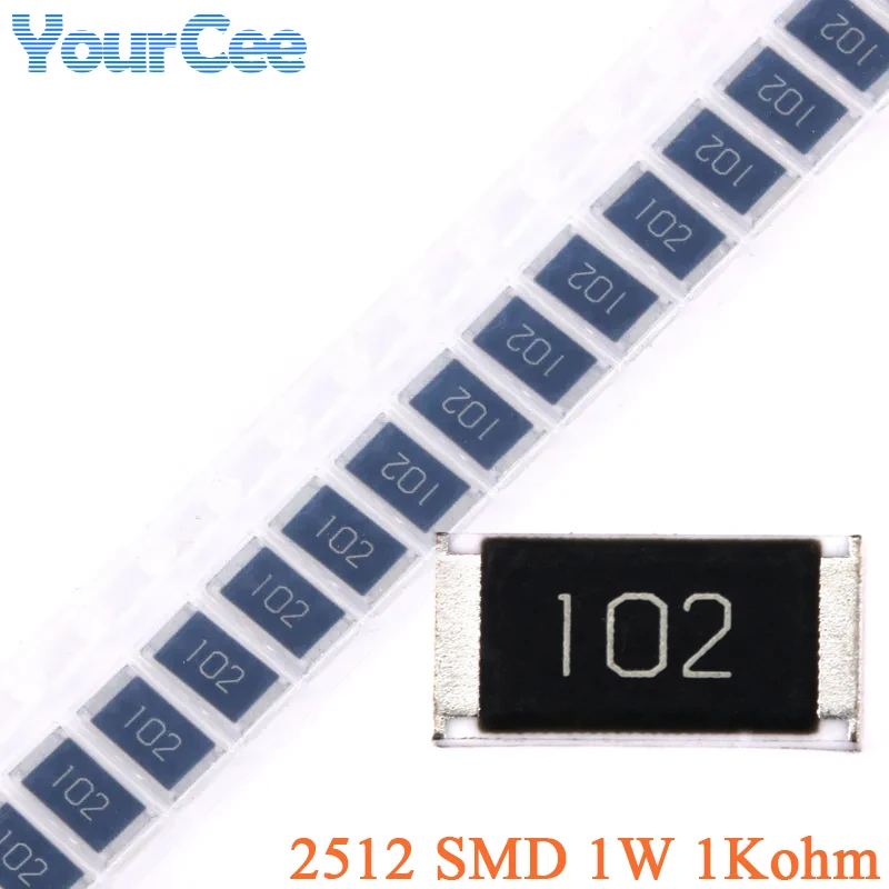 100 uds/10 Uds 1Kohm resistencia de Chip SMD 2512 1W 1KR 1K 1000 ohm 102 5% Kit de resistencia