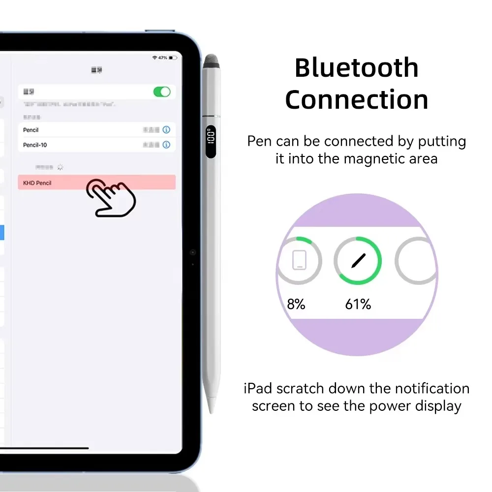 Para iPad Pencil 2018-2025 Air 6 M2 Pro M4 lápiz óptico con inclinación de rechazo de palma 10. a generación Air 4 5 Pro 11 12,9 13 accesorios para ipad - imagen 3