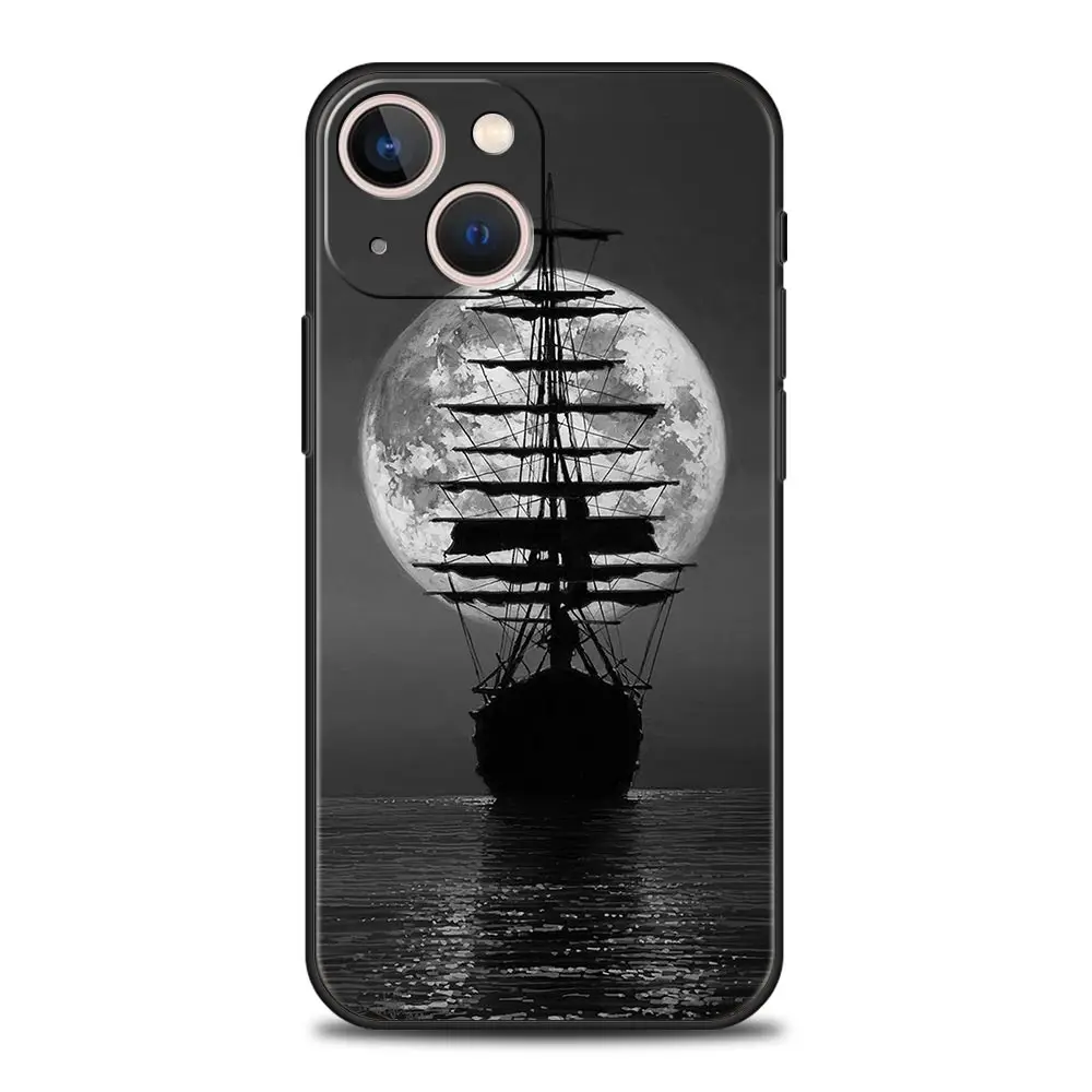 Funda de teléfono de lujo con ojos de Ángel, sol, luna, divertido, para iPhone 13, 15, 14, 12, 11 Pro MAX, XR, X, SE, XS, 7, 8 Plus, cubierta protectora negra suave - imagen 4