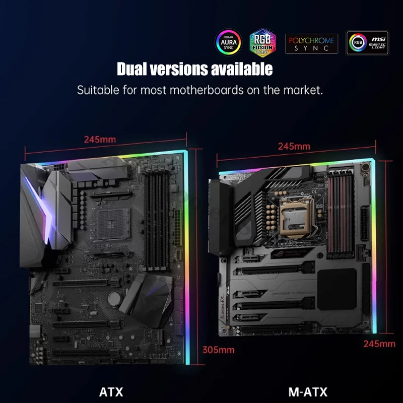 Luz trasera de la placa base del ordenador 5V ARGB, decoración de iluminación MB, Panel plano trasero, súper compatibilidad para tipo ATX o MATX, AURA - imagen 3