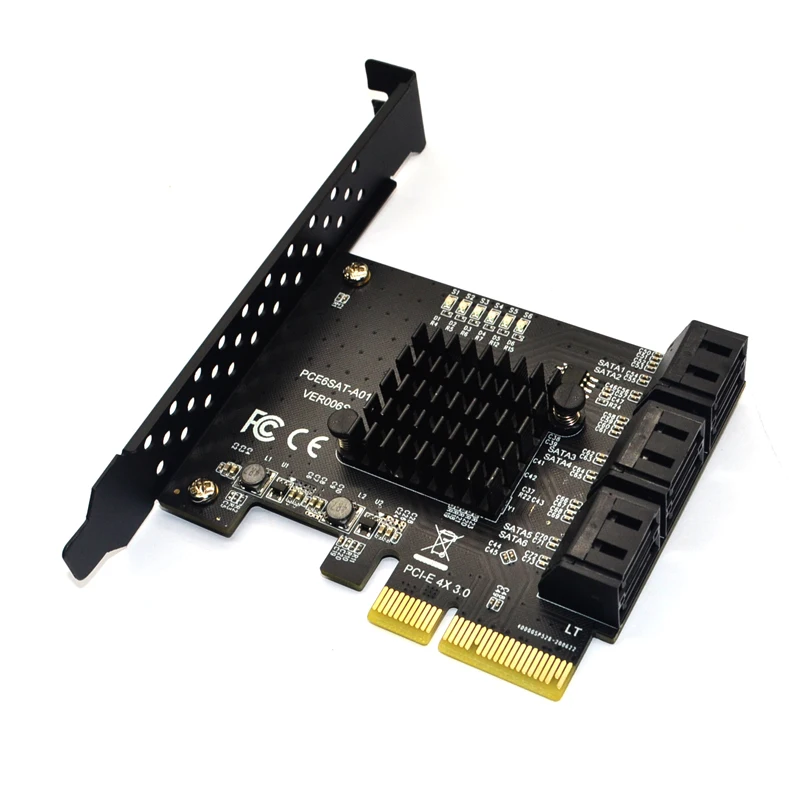Tarjeta de expansión PCI Express SATA 3 de 6 puertos, controlador PCI-E/PCIE SATA, multiplicador SATA SATA3, Chip ASMedia ASM1166 de 6Gbps para HDD SSD - imagen 4