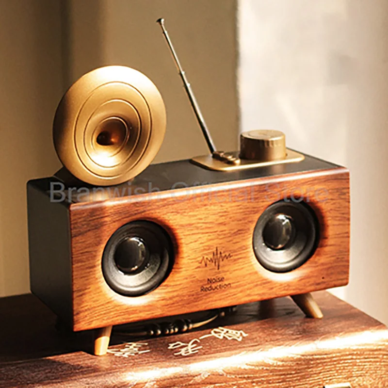 Altavoz Bluetooth de madera, altavoces inalámbricos portátiles para exteriores con Radio FM, tarjeta TF, reproducción USB, caja de sonido 10H para viajes en casa
