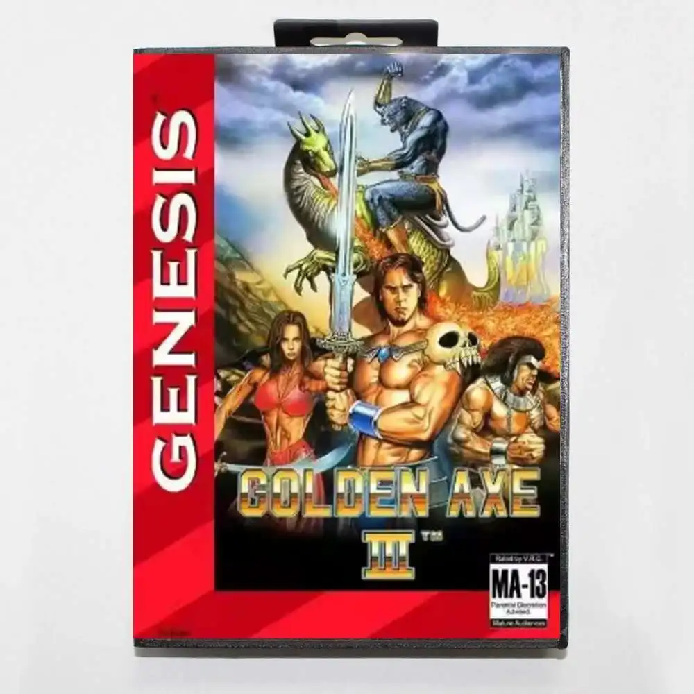 Tarjeta de juego Golden Axe III MD, cubierta estadounidense de 16 bits para cartucho de consola de videojuegos Sega Megadrive Genesis
