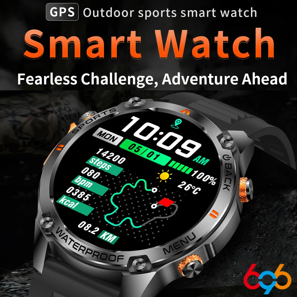 Reloj inteligente GPS para exteriores, pantalla AMOLED, brújula, altímetro barométrico, álbum, llamada BT, relojes inteligentes, marcación de vídeo, recordatorio de información