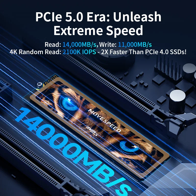 MOVESPEED 14000 MB/s PCIe5.0 SSD NVMe M.2 2280 unidad interna de estado sólido con caché DRAM disco duro SSD M2 de 2TB para PS5 portátil PC - imagen 2