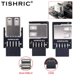 TISHRIC Adaptador USB 2.0 9 pines a Doble Puertos–Expansión Placa Base