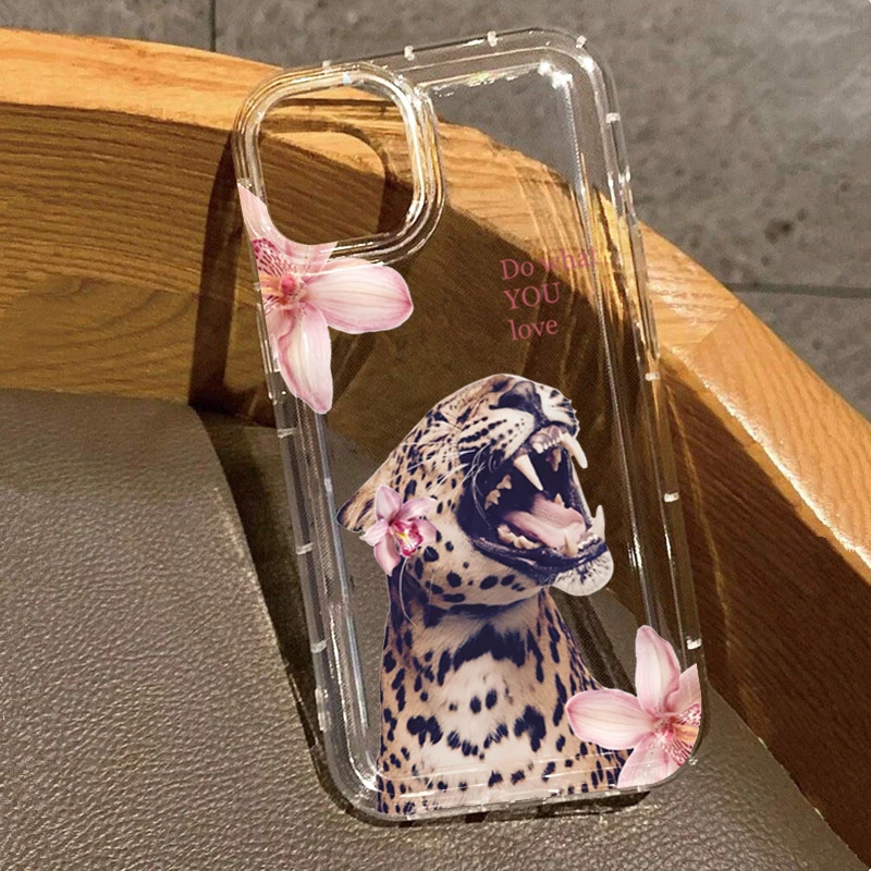 Funda de teléfono suave con estampado de leopardo a la moda para Samsung Galaxy S25 Ultra S24 Plus S23 FE S22 A54 A34 A55 A35 A53 funda transparente creativa - imagen 5