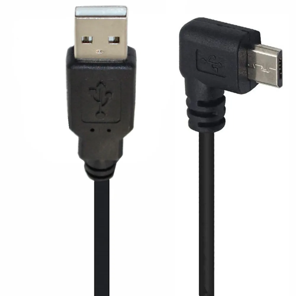Up Down Left Right Angled 90 grados USB Micro USB macho a USB macho conector de carga de datos Cable corto 25cm 150cm para tableta - imagen 5