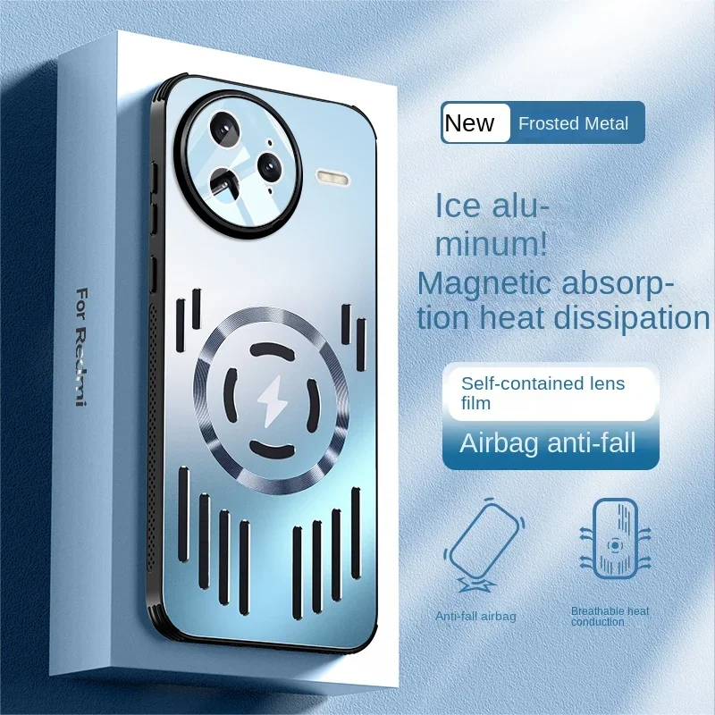 Para POCO F7 Ultra Magsafe caja de disipación de calor de Metal de carga para POCO F7 Pro aleación de aluminio cubierta dura a prueba de golpes parachoques