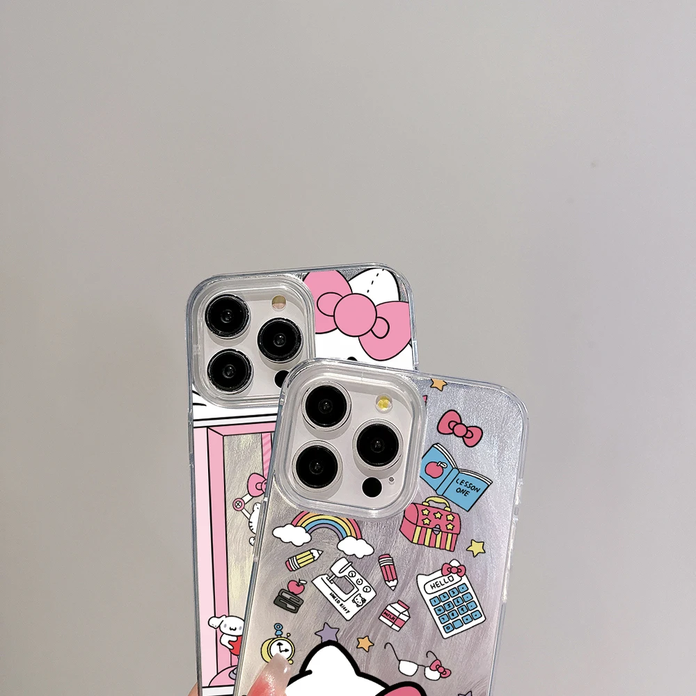 Funda de teléfono con dibujos animados para Samsung Galaxy, carcasa dura con textura de plumas, Hello Kitty claw machine, rosa, S24, S23 Ultra Plus, 5G, S21 FE - imagen 3