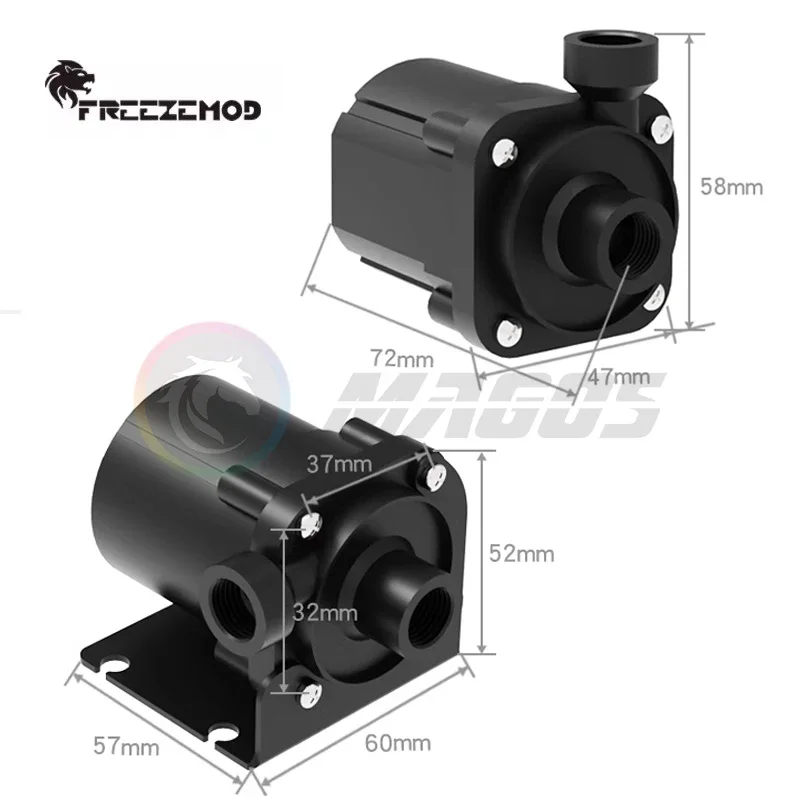 Bomba CC de refrigeración por agua para computadora FREEZEMOD con núcleo de eje de cerámica de amortiguación de línea de velocidad. 3600RP 5M Flujo 600L/H PU-SC600 - imagen 2