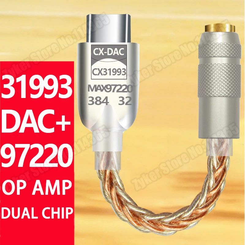 CX31993 97220 HiFi USB DAC tipo C a 3,5mm amplificador de auriculares CX31993 decodificador de Audio AMP adaptador de teléfono Digital DAC para Android - imagen 2