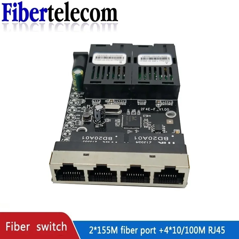 Conmutador POE inverso 2F4E 10/100M convertidor de interruptor Ethernet rápido convertidor de medios de fibra óptica Ethernet PCBA 12VIN 12VOUT - imagen 4