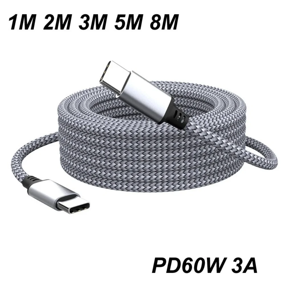 60W Type C To Type C Fast Charging Cable PD Quick Charger3.0 USB C Extending Data Cable For iPhone Xiaomi Samsung 1M 2M 3M 5M 8M