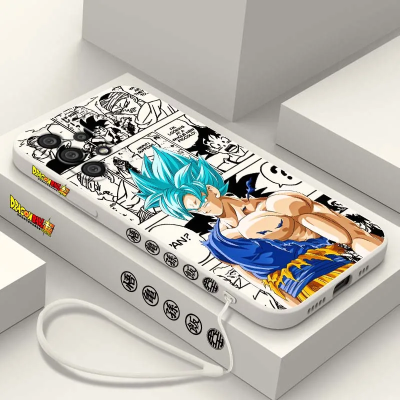 D-Dragon Ball Art Goku Saiyan funda para Samsung Galaxy A71 A55 A54 A53 A51 A16 A15 A06 5G funda de teléfono con cuerda izquierda líquida - imagen 4