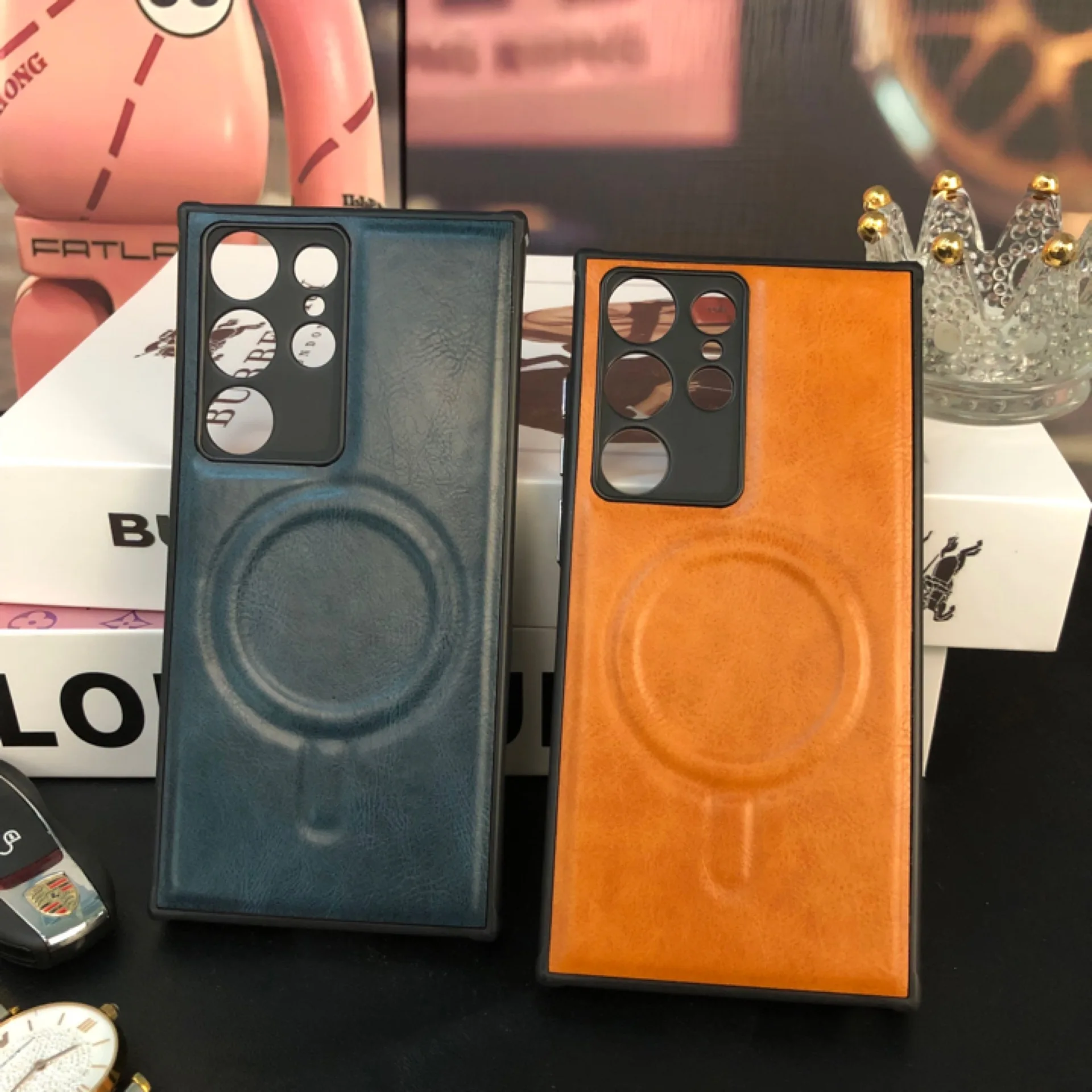 Funda magnética de cuero para Samsung, cubierta trasera Ultra a prueba de golpes para Galaxy S23 Ultra, Magsafe, negocios de lujo, S21, S22, S23 Plus - imagen 3